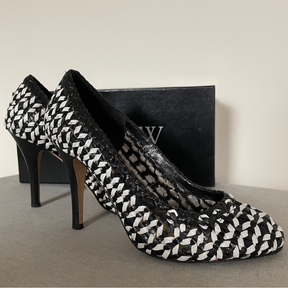 Woven Black and White J.Crew Mona Dreamweaver Stilettos - Picture 6 of 8